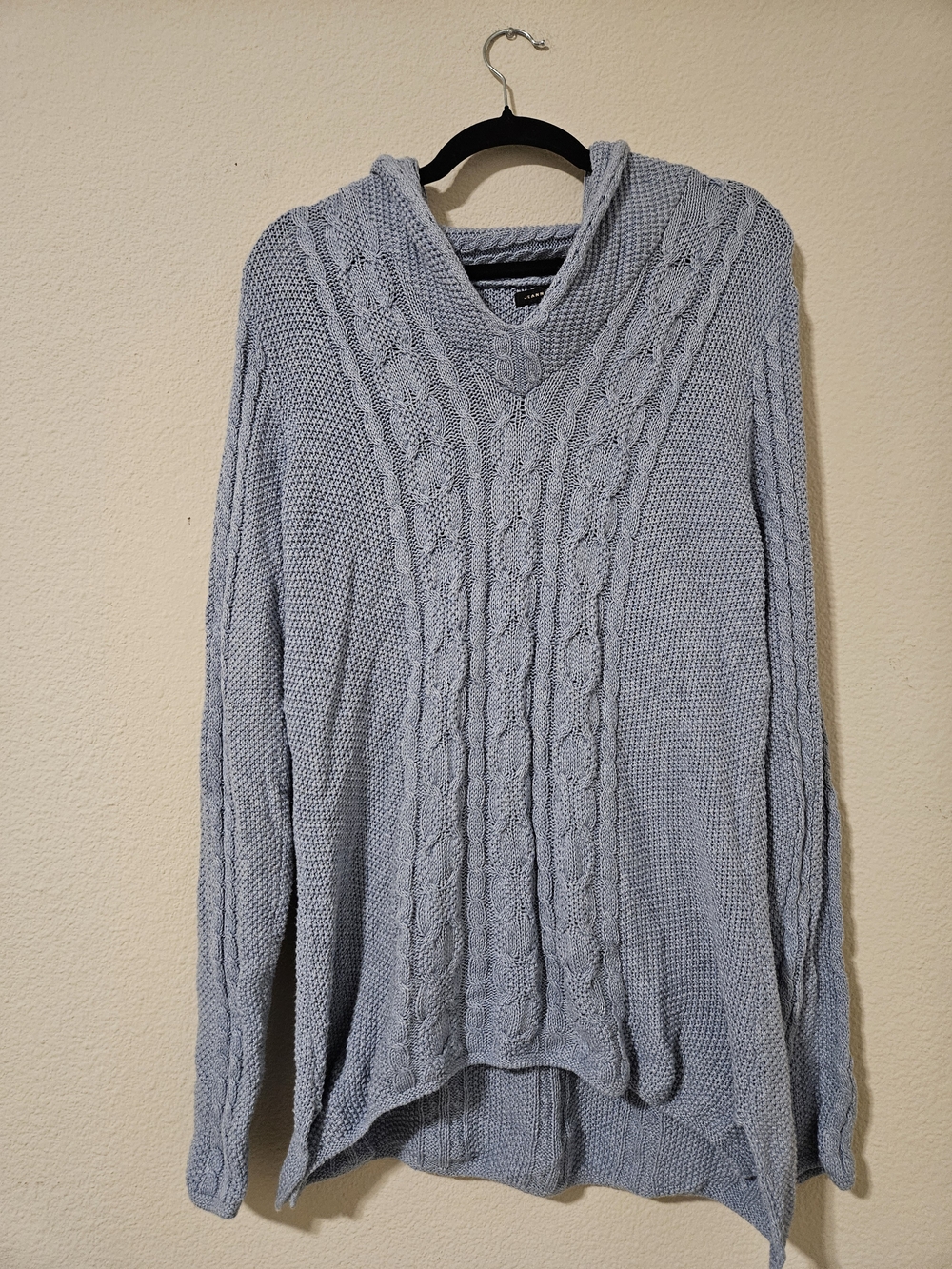 JEAN PIERRE 100% Cotton Light Blue Cable Knit Sweater L